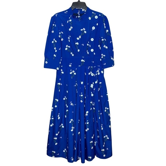Wayward Fancies eShakti Dress Blue Floral Midi Size S 6 - Picture 1 of 11